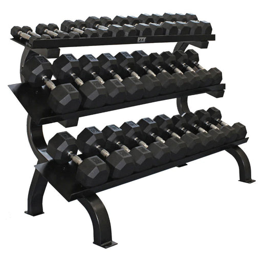 VTX - VERTPAC-SDR75 - 3 TIER SHELF RACK W/ 15 PAIR RUBBER DBS - Home Gyms HQ - Dumbbells Set