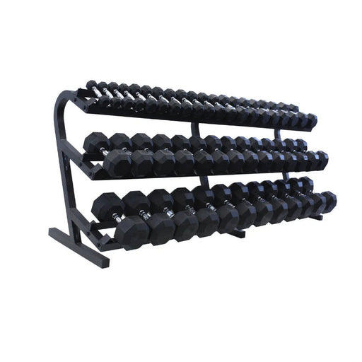 VTX - VERTPAC-SDR100 - 3 TIER RAIL RACK W/ 20PR RUBBER DBS - Home Gyms HQ - Dumbbells Set