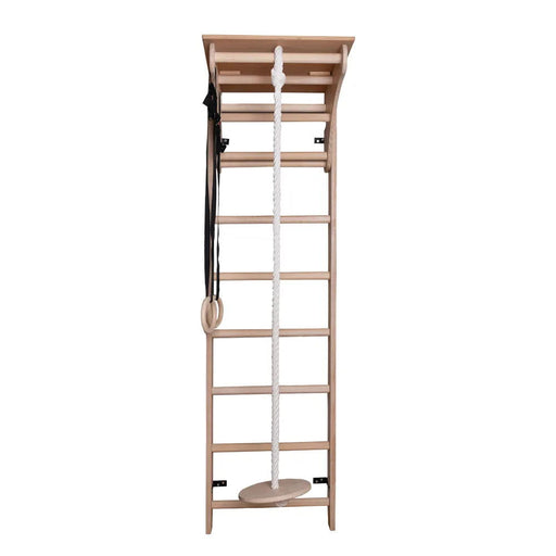 BenchK 112+A204- Series 1 - Solid beech wooden BenchK wall bars with an adjustable pull-up bar, a removable BenchTop used as a desk and gymnastic accessories - Home Gyms HQ - 