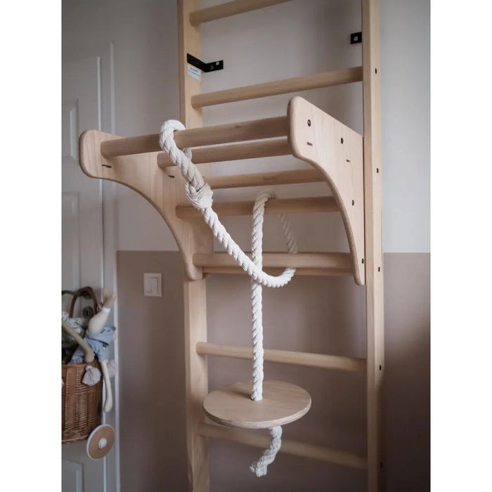 BenchK 112+A204- Series 1 - Solid beech wooden BenchK wall bars with an adjustable pull-up bar, a removable BenchTop used as a desk and gymnastic accessories - Home Gyms HQ - 