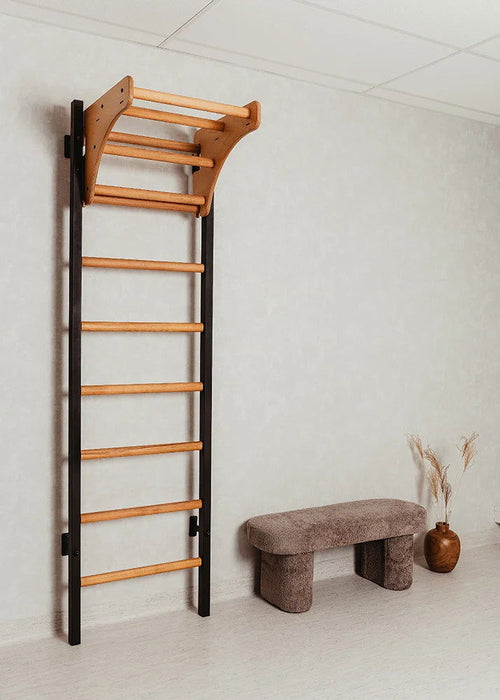 BenchK 211 B/W- Series 2 - BenchK wall bars with an adjustable beech wooden pull-up bar - Home Gyms HQ