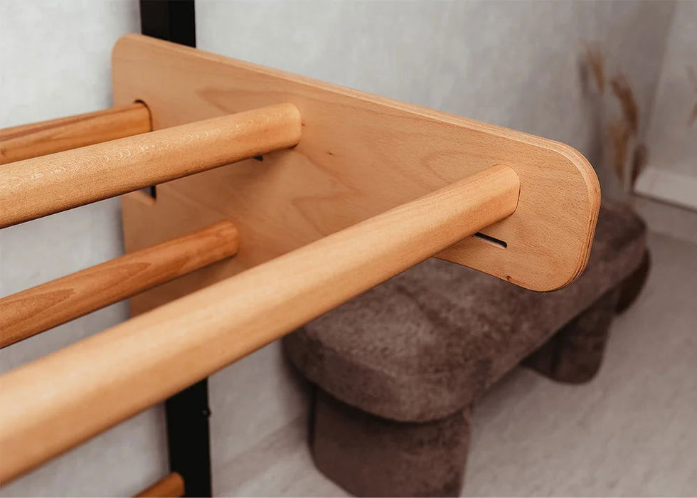 BenchK 211 B/W- Series 2 - BenchK wall bars with an adjustable beech wooden pull-up bar - Home Gyms HQ