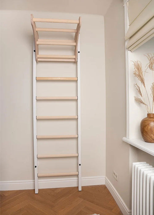 BenchK 211 B/W- Series 2 - BenchK wall bars with an adjustable beech wooden pull-up bar - Home Gyms HQ