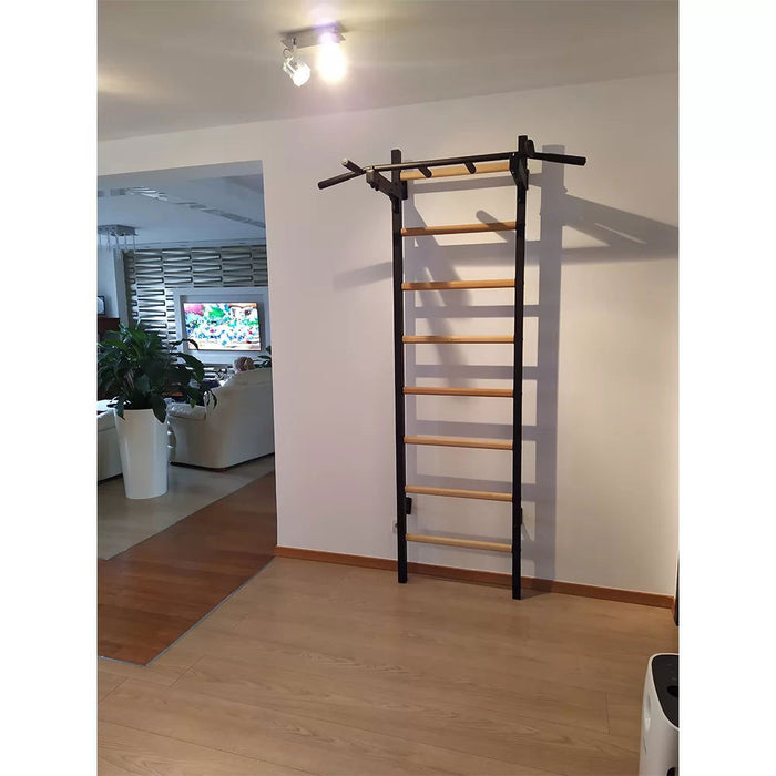 BenchK 221 B/W - Series 2 - BenchK wall bars with a fixed steel 6-grip pull-up bar - Home Gyms HQ