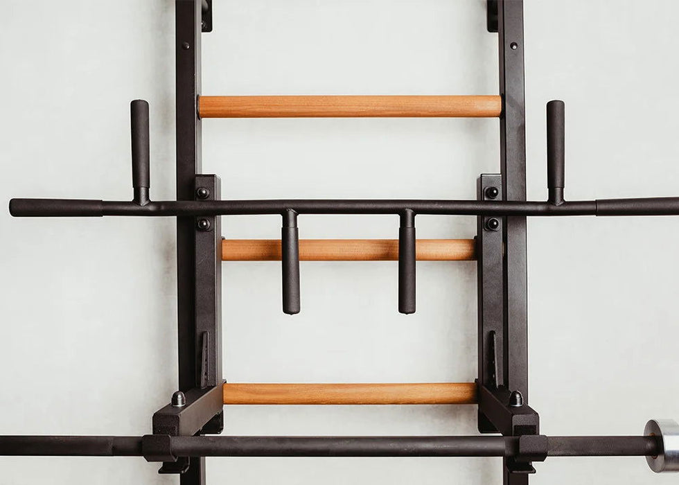 BenchK 231 B/W - Series 2 - BenchK wall bars with a convertible steel 6-grip pull-up bar that can also be used as a barbell holder - Home Gyms HQ