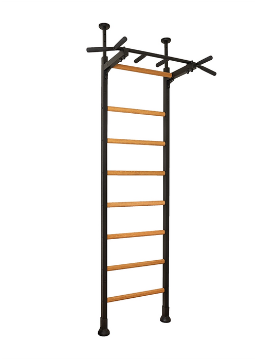 BenchK 521 B/W- Series 5 - BenchK wall bars that allow floor-to-ceiling mounting or the standard wall installation with a fixed steel 6-grip pull-up bar - Home Gyms HQ