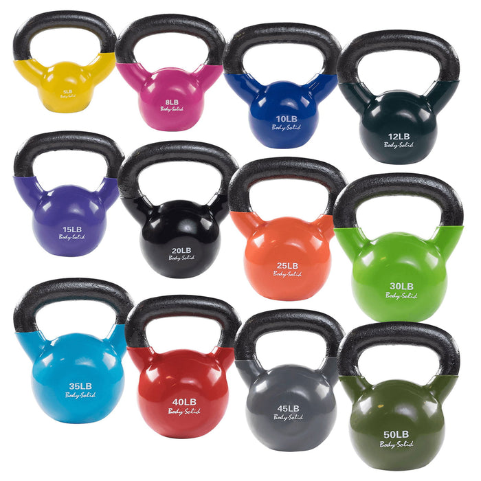 Body-Solid Tools - Kettlebell Vinyl KBV - Vinyl Coated Kettle Bells - Home Gyms HQ