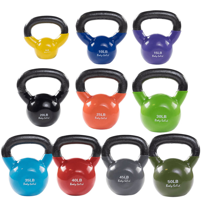 Body-Solid Tools - Kettlebell Vinyl KBV - Vinyl Coated Kettle Bells - Home Gyms HQ