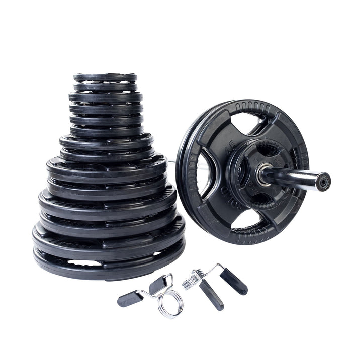 Body-Solid Tools - Oly Plate Black Grip ORST - Rubber/Hand Grip/Oly Plate 255LBS - Home Gyms HQ