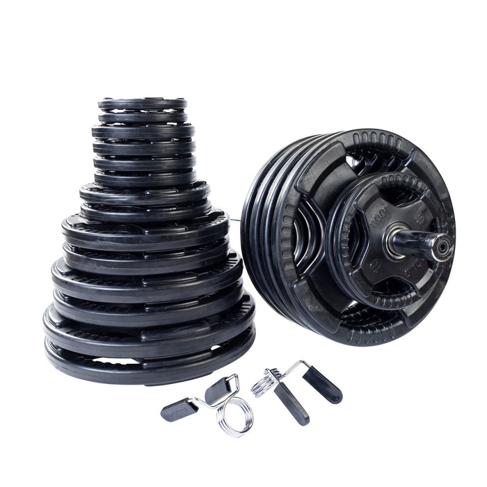 Body-Solid Tools - Oly Plate Black Grip ORST - Rubber/Hand Grip/Oly Plate 255LBS - Home Gyms HQ