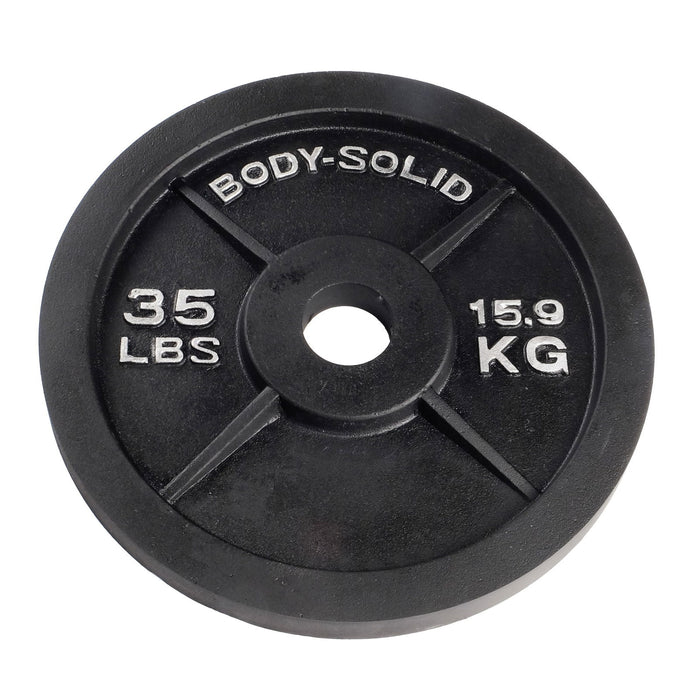 Body-Solid Tools - Oly Plate Cast  OPB - Black Cast Oly Plates - Home Gyms HQ