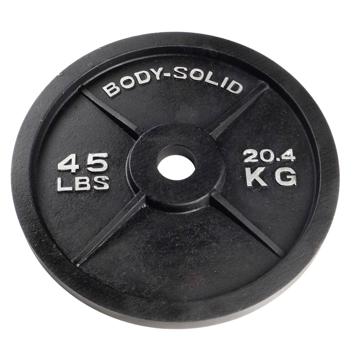Body-Solid Tools - Oly Plate Cast  OPB - Black Cast Oly Plates - Home Gyms HQ