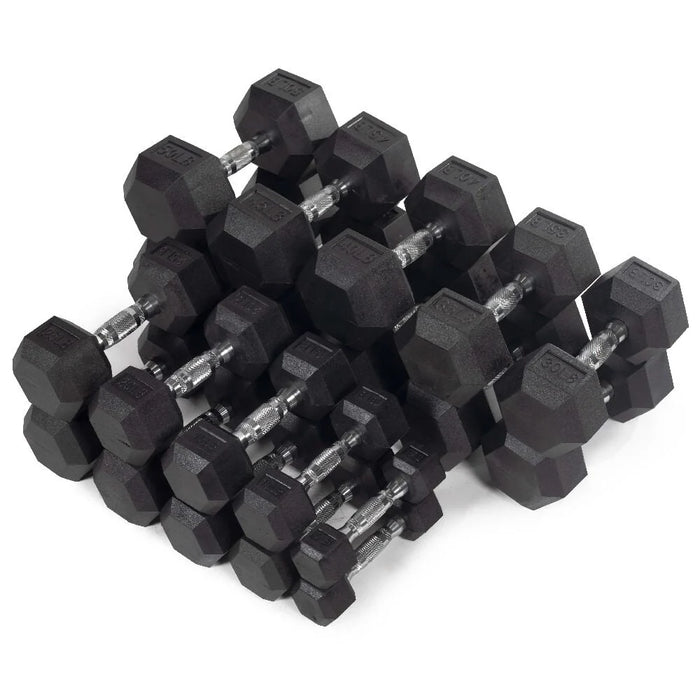 Athletic Vision - Rubber Hex Dumbbell Set (5–50 LB)