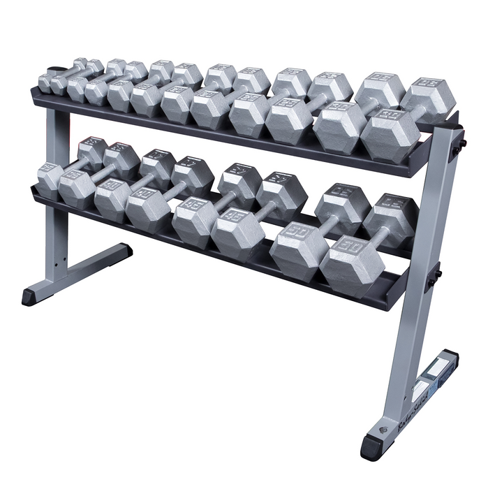 Body-Solid - Storage GDR60B - 2 Tier Horizontal Dumbell Rack (Black) (Commercial or Home)