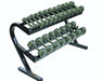 USA - VERTPAC-IHD50 - 10 PAIR RAIL RACK w/ HEX CAST DBS - Home Gyms HQ - Dumbbells Set