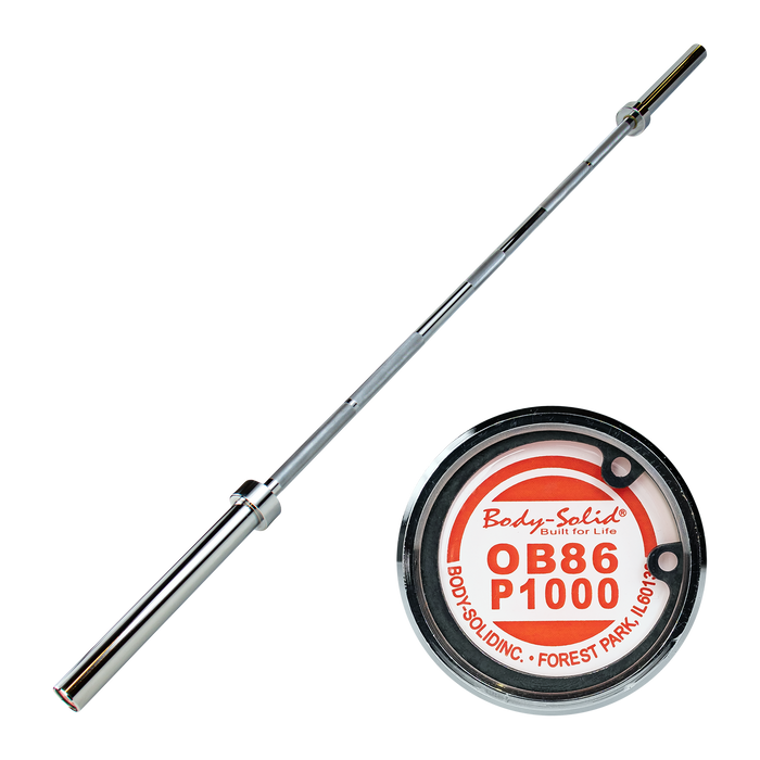 Body-Solid Tools - Oly 7' Premium OB86P1000 - OLY BAR, 7FT, CHROME, 1000LB CAPACITY - 30mm GRIP