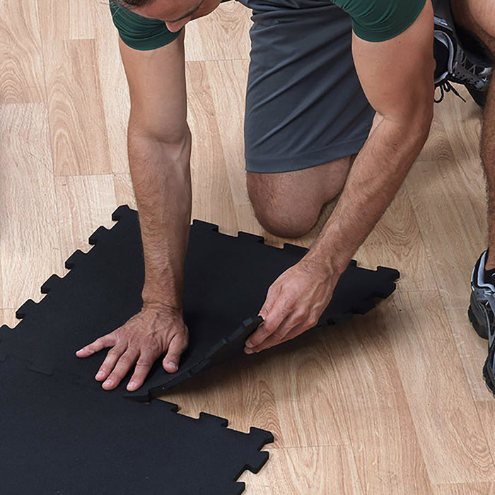 Body-Solid Tools - Flooring RFBST4PB - 4 piece puzzle mat, 19.7" square, 7/16" thick, black