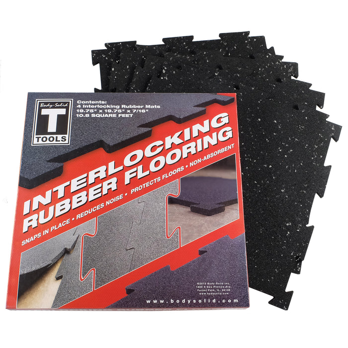 Body-Solid Tools - Flooring RFBST4PS - 4 piece puzzle mat, 19.7" square, 7/16" thick, gray speck