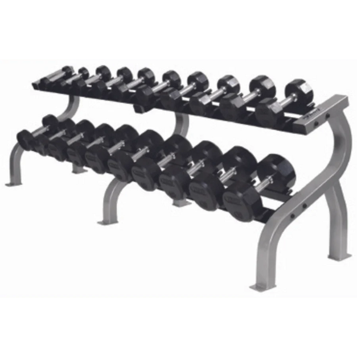 Troy - COMMPAC-TSDR100 - 12 Sided Rubber Encased Dumbbell Set with storage racks - 5-100lbs. - Home Gyms HQ