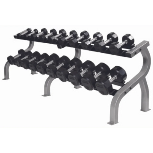 Troy - COMMPAC-TSDR100 - Sided Rubber Encased Dumbbell Set with storage racks - 5-100lbs. - Home Gyms HQ - Dumbbells Set