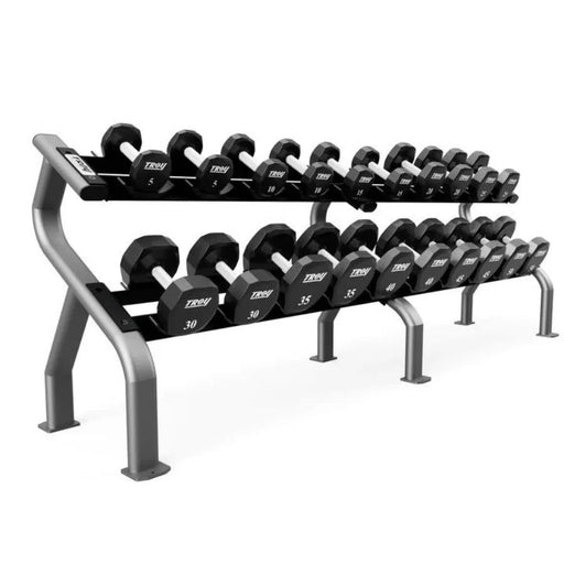 Troy - COMMPAC-TSDU50 - 12-Sided Urethane Encased Dumbbell Set with Storage rack - 5-50 lbs - Home Gyms HQ - Dumbbells Set