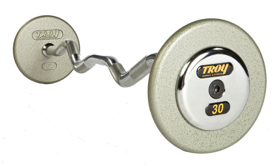 Troy - HZB-C - Hammertone Cast Iron Pro-style Curl Barbell with Chrome Endcaps - Home Gyms HQ