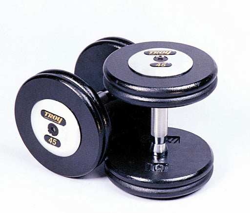 Troy - PFD-C - Black Cast Iron Pro-Style Dumbbell with Straight Handle and Chrome Endcap - Home Gyms HQ - Dumbbells
