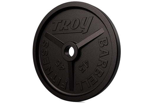 Troy - PO PLATES - Premium Grade Fully Machined Black Olympic Plate - Wide flange for easy lifting - Home Gyms HQ
