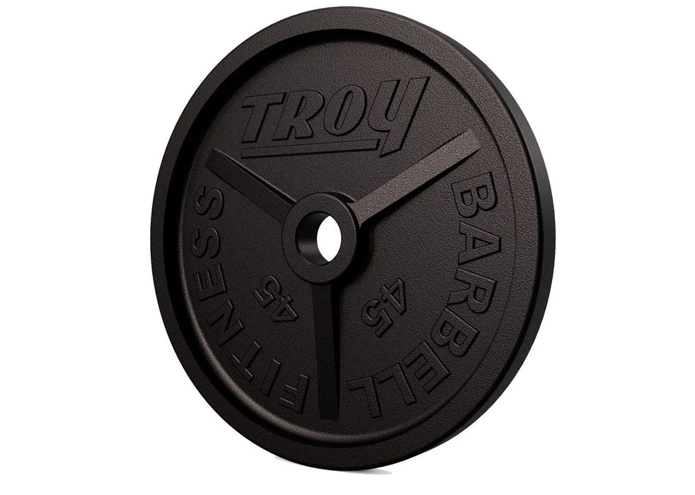 Troy - PO PLATES - Premium Grade Fully Machined Black Olympic Plate - Wide flange for easy lifting - Home Gyms HQ