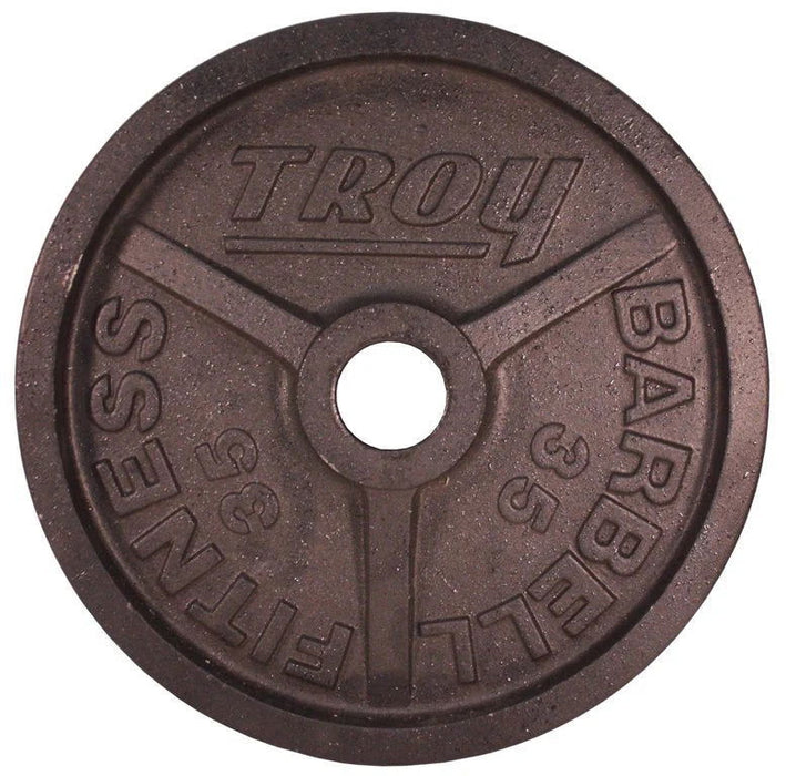 Troy - PO PLATES - Premium Grade Fully Machined Black Olympic Plate - Wide flange for easy lifting - Home Gyms HQ
