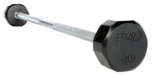 Troy - TSB-R  - 12 Sided Solid Head Rubber Straight Barbell w/Hard Chrome Bar - Home Gyms HQ