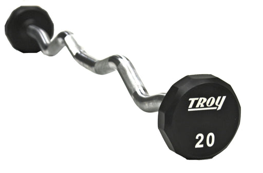 Troy - TZB-U  - 12-Sided Solid Head Urethane E-Z Curl Barbell w/Hard Chrome Bar - Home Gyms HQ
