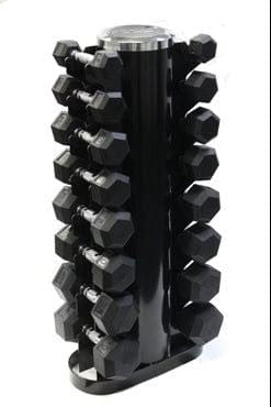 USA - VERTPAC-HDR30G - Rubber 6 pair DB 5,10,15,20,25 & 30lb ket w vert rack - Home Gyms HQ - Dumbbells Set
