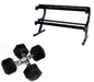 USA - VERTPAC-HDR50 - Rubber DB 10pr set 5,10,15,20,25,30,35,40,45&50lb w horiz rack - Home Gyms HQ - Dumbbells Set