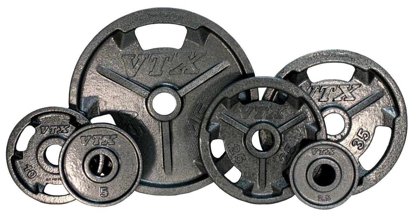 VTX - GO-V - Olympic "Wide Flange" 3 hole grip VTX plate for  Olympic bars, Gray finish - Home Gyms HQ - Weight Plates