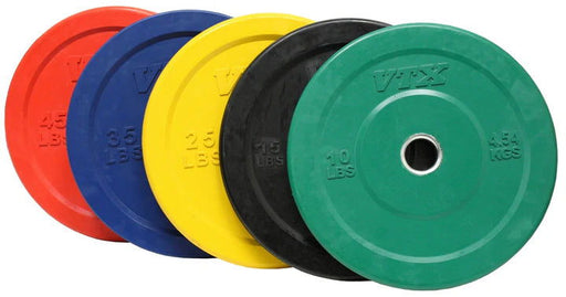 VTX - O-SBP - Olympic 2" Solid Colored Bumper plate with steel insert, Weight is displayed in kg & lbs - Home Gyms HQ - Weight Plates Set