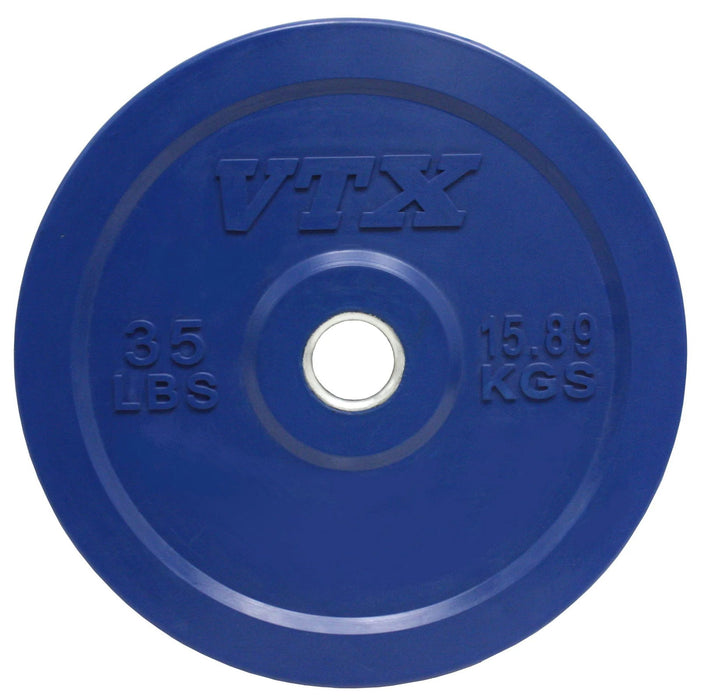 VTX - O-SBP - Olympic 2" Solid Colored Bumper plate with steel insert, Weight is displayed in kg & lbs - Home Gyms HQ - 