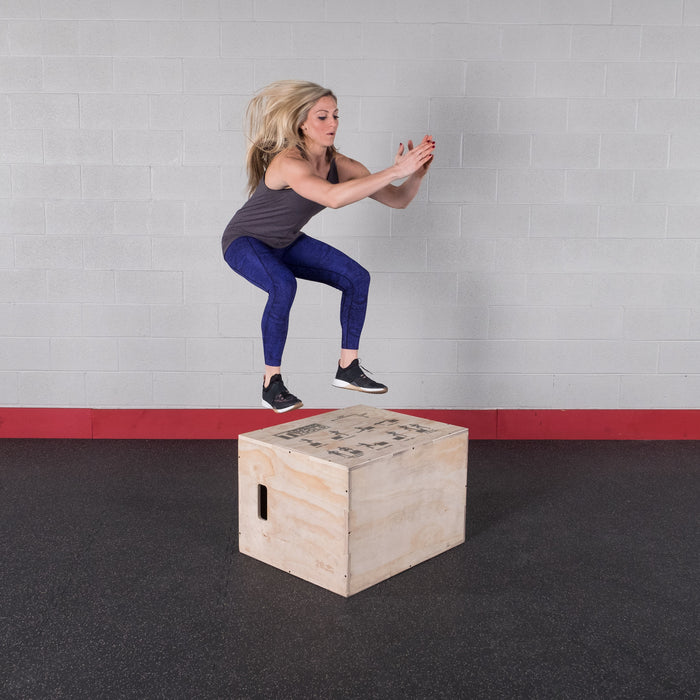 Body-Solid Tools - Plyo BSTWPBOX - 3 Way Wooden Plyo Box, 20", 24", 30"