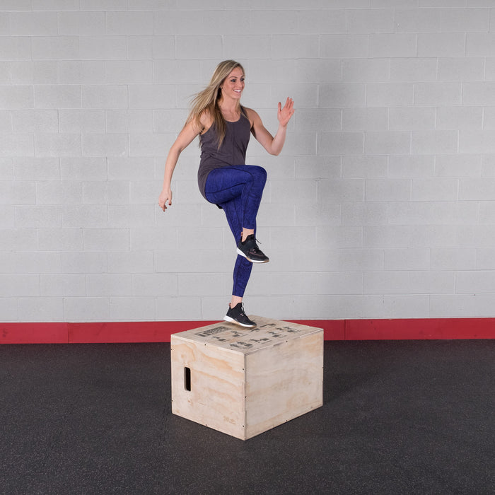 Body-Solid Tools - Plyo BSTWPBOX - 3 Way Wooden Plyo Box, 20", 24", 30"