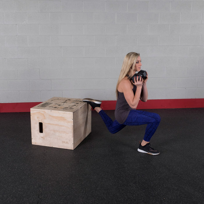 Body-Solid Tools - Plyo BSTWPBOX - 3 Way Wooden Plyo Box, 20", 24", 30"