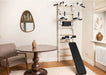 BenchK 233 B/W - Series 2 - BenchK wall bars with a convertible steel 6-grip pull-up bar that can also be used as a barbell holder, a dip bar with back support, and an advanced workout bench - Home Gyms HQ - 
