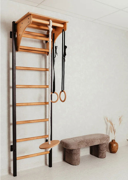 BenchK 212 B/W A076/a204- Series 2 - BenchK wall bars with an adjustable pull-up bar, a removable BenchTop used as a desk and gymnastic accessories - Home Gyms HQ - 