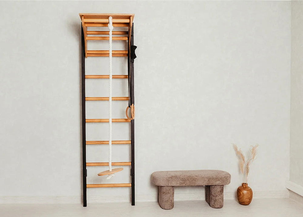 BenchK 212 B/W A076/a204- Series 2 - BenchK wall bars with an adjustable pull-up bar, a removable BenchTop used as a desk and gymnastic accessories - Home Gyms HQ - 