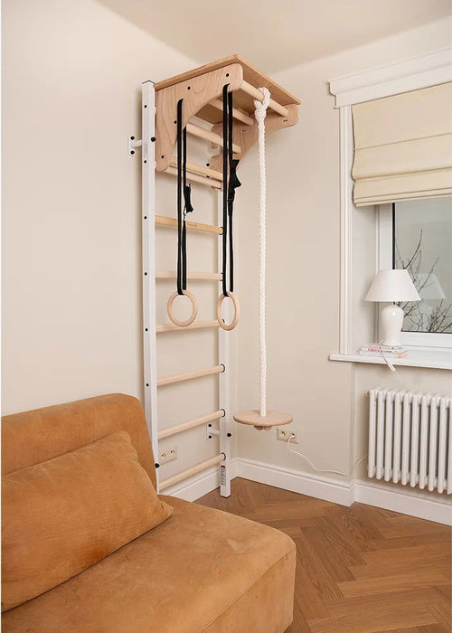 BenchK 212 B/W A076/a204- Series 2 - BenchK wall bars with an adjustable pull-up bar, a removable BenchTop used as a desk and gymnastic accessories - Home Gyms HQ - 
